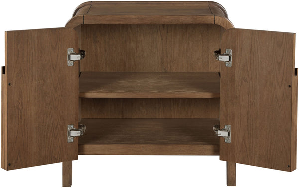 Meridian Furniture Harmony Mid-century Nightstand Oak Veneer Solid Wood Curved Design Bedroom Accent Table Brown 805Brown-NS