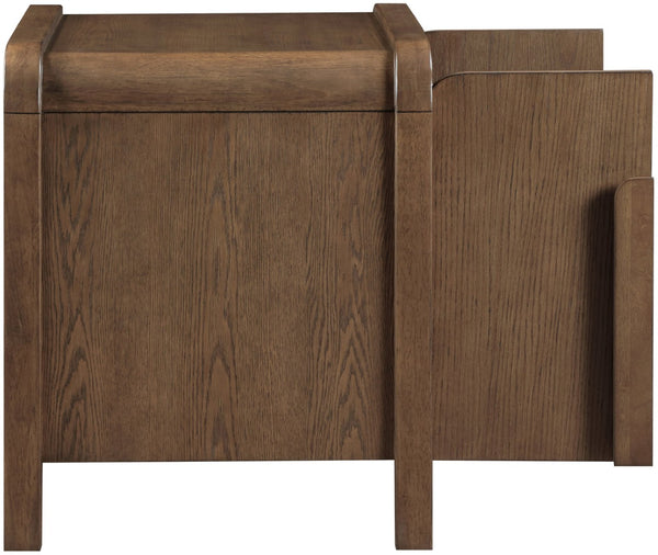 Meridian Furniture Harmony Mid-century Nightstand Oak Veneer Solid Wood Curved Design Bedroom Accent Table Brown 805Brown-NS