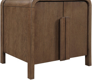 Meridian Furniture Harmony Mid-century Nightstand Oak Veneer Solid Wood Curved Design Bedroom Accent Table Brown 805Brown-NS
