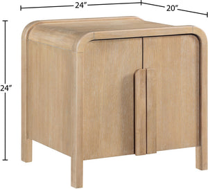 Meridian Furniture Harmony Mid-century Nightstand Oak Veneer Solid Wood Curved Design Bedroom Accent Table Natural 805Natural-NS