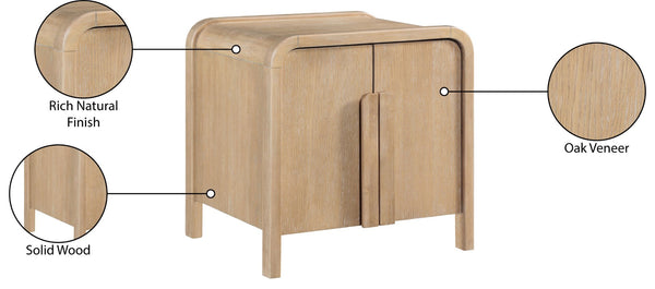 Meridian Furniture Harmony Mid-century Nightstand Oak Veneer Solid Wood Curved Design Bedroom Accent Table Natural 805Natural-NS