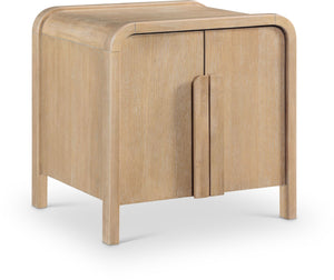 Meridian Furniture Harmony Mid-century Nightstand Oak Veneer Solid Wood Curved Design Bedroom Accent Table Natural 805Natural-NS