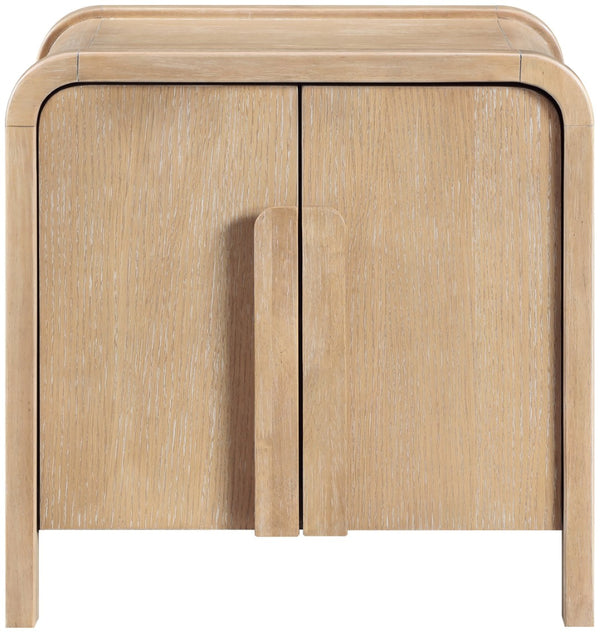 Meridian Furniture Harmony Mid-century Nightstand Oak Veneer Solid Wood Curved Design Bedroom Accent Table Natural 805Natural-NS