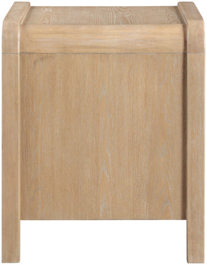 Meridian Furniture Harmony Mid-century Nightstand Oak Veneer Solid Wood Curved Design Bedroom Accent Table Natural 805Natural-NS