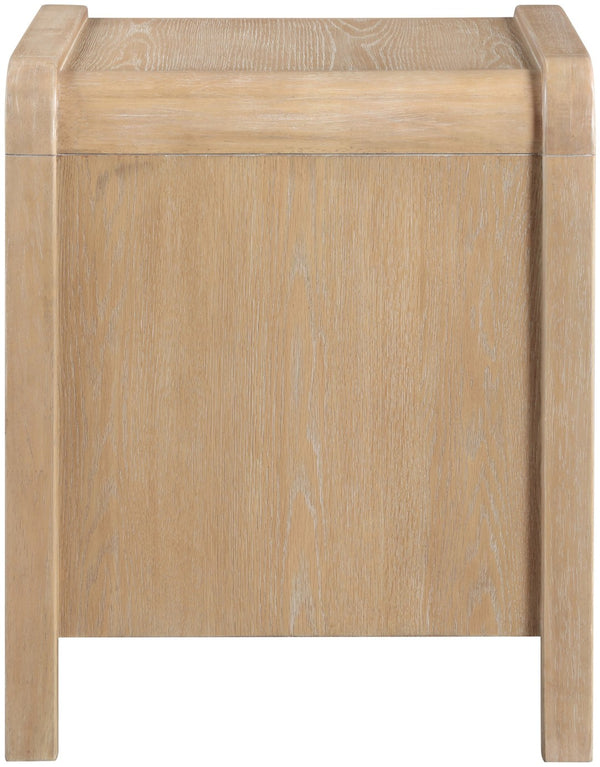 Meridian Furniture Harmony Mid-century Nightstand Oak Veneer Solid Wood Curved Design Bedroom Accent Table Natural 805Natural-NS