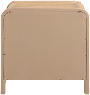 Meridian Furniture Harmony Mid-century Nightstand Oak Veneer Solid Wood Curved Design Bedroom Accent Table Natural 805Natural-NS