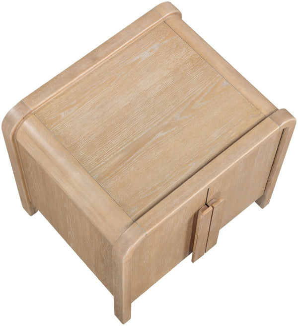 Meridian Furniture Harmony Mid-century Nightstand Oak Veneer Solid Wood Curved Design Bedroom Accent Table Natural 805Natural-NS