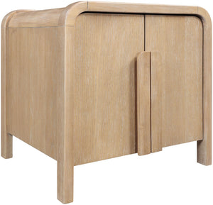 Meridian Furniture Harmony Mid-century Nightstand Oak Veneer Solid Wood Curved Design Bedroom Accent Table Natural 805Natural-NS