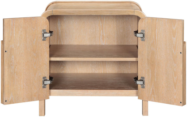 Meridian Furniture Harmony Mid-century Nightstand Oak Veneer Solid Wood Curved Design Bedroom Accent Table Natural 805Natural-NS