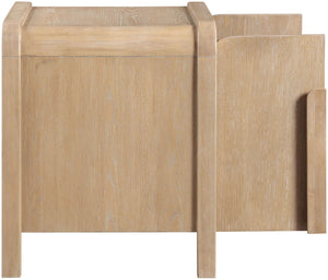 Meridian Furniture Harmony Mid-century Nightstand Oak Veneer Solid Wood Curved Design Bedroom Accent Table Natural 805Natural-NS