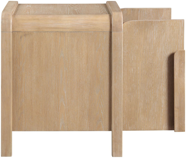 Meridian Furniture Harmony Mid-century Nightstand Oak Veneer Solid Wood Curved Design Bedroom Accent Table Natural 805Natural-NS