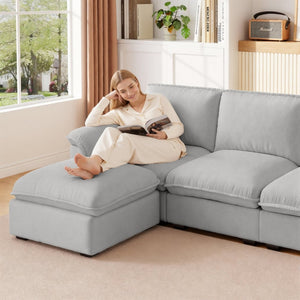 English Elm Cloud Sectional Sofa with Movable Chaise Soft Chenille Upholstery for Modern Living Rooms Gray W1359S00066
