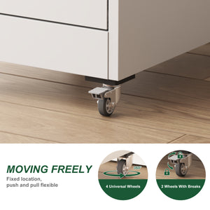 English Elm 4 Drawer Locking File Cabinet on Wheels with Anti-Tilt System, Corrosion-Resistant Metal, Secure Mobile Storage White T2398P310005