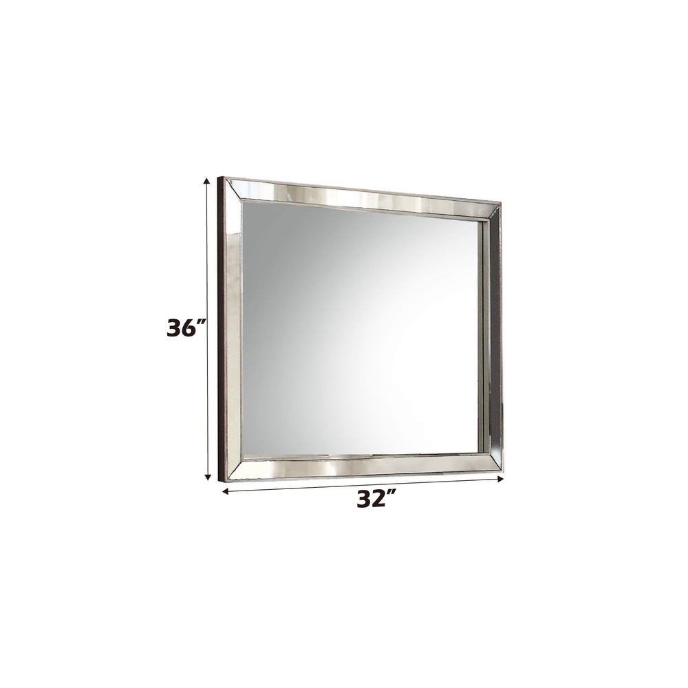 English Elm Voeville Voeville II Platinum Finish Mirror — Sleek Silver Frame, 28x32" Inner Glass, Modern Durable Design B2726P261228