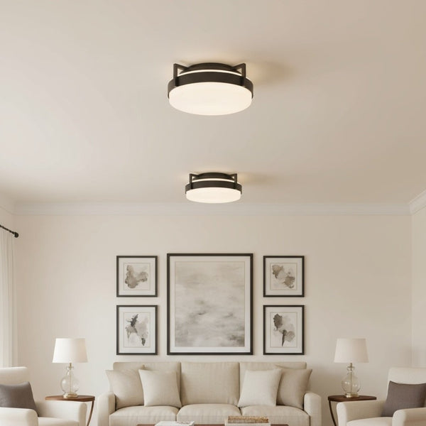 English Elm 15 Inch Led Flush Mount Ceiling Light with Etched Glass Diffuser for Any Room B370P399052