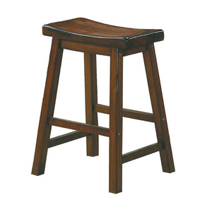 English Elm 24" Solid Wood Saddle Seat Backless Counter Stool Rustic Warmth Set of Two Cherry B056P417114