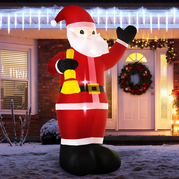 English Elm Homcom 8Ft Inflatable Santa Claus With Bell - Led Yard Decoration For Holiday Cheer & Easy Setup W2225P249957
