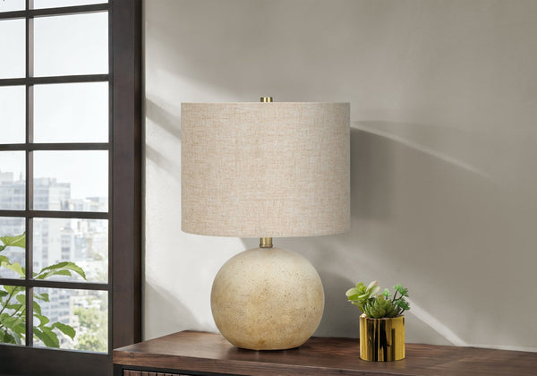English Elm Lighting, 20" Contemporary Table Lamp With Beige Concrete Base & Linen Shade – Perfect For Any Space B2710P220134