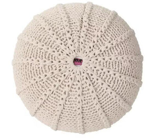 English Elm Knited Chunky Cotton Round Pouf Handcrafted Accent for Living Room Bedroom or Reading Nook 62655.00BGE