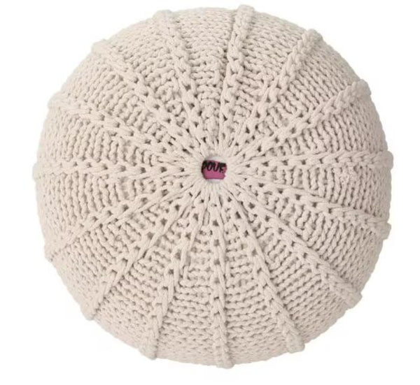 English Elm Knited Chunky Cotton Round Pouf Handcrafted Accent for Living Room Bedroom or Reading Nook 62655.00BGE