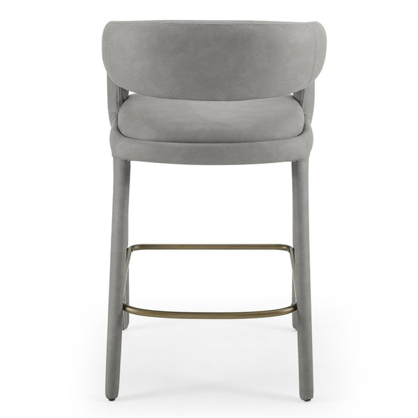 VIG Furniture Faerron Modern Leatherette Counter Chair With Cast Iron Frame, Contoured Seat And Built-In Footrest Grey Bar Stool VGEUMC-7182BC-GRY