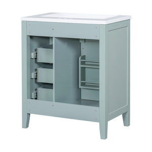 English Elm 30" Green Bathroom Vanity With Sink Combo - Modern Design, Solid Wood, Ample Storage & Easy Install N725S999222F
