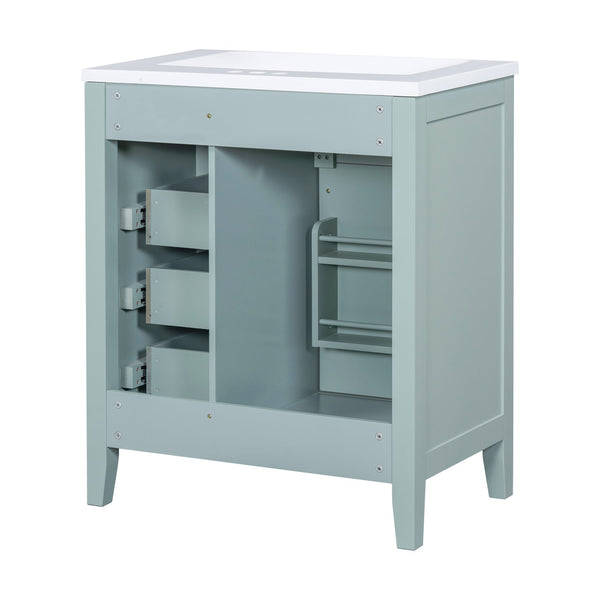 English Elm 30" Green Bathroom Vanity With Sink Combo - Modern Design, Solid Wood, Ample Storage & Easy Install N725S999222F