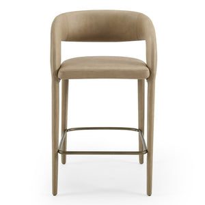 VIG Furniture Faerron Modern Leatherette Counter Chair With Cast Iron Frame, Contoured Seat And Built-In Footrest Tan Bar Stool VGEUMC-7182BC-TAN