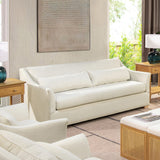 English Elm Ada 83" Flared Arm Contemporary Sofa With Lumbar Pillows, Flax White Linen