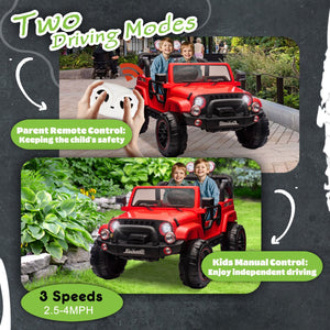 English Elm 24v Kids Electric Ride on Car with Parental Remote Rear Suspension and Bluetooth Audio Red W1578P228745