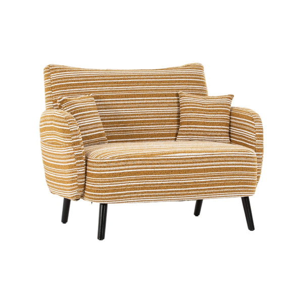 English Elm Modern tufted two-seater sofa with boucle upholstery, tapered legs, storage pockets and plush comfort for small spaces and offices Mustard yellow W395P376588
