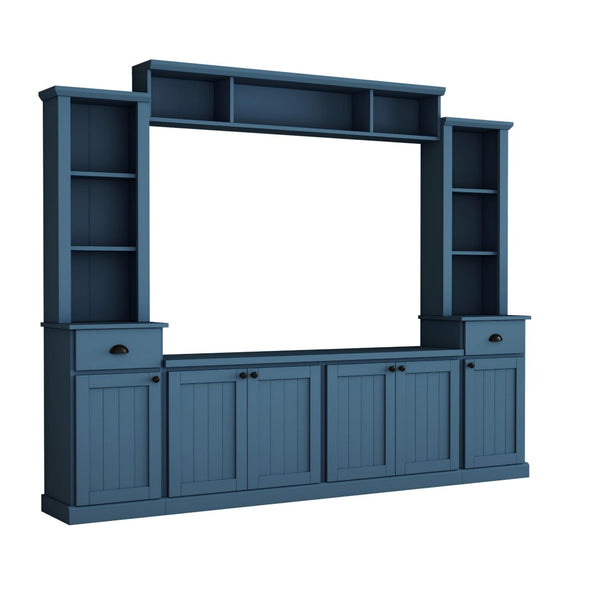 English Elm Minimalist Modular Wall Unit Four Piece Entertainment System Fits Tvs up to 75 Inches SD000031AAC