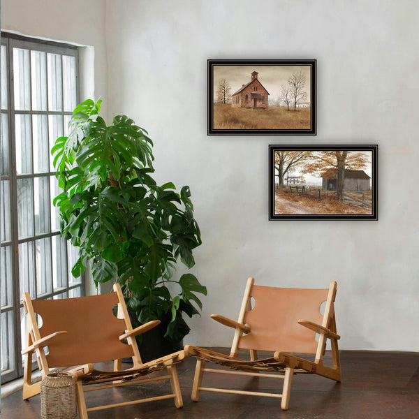English Elm Trendy Decor 4u Billy Jacobs Old Country Road 2 Piece Framed Farmhouse Wall Art B067P254107