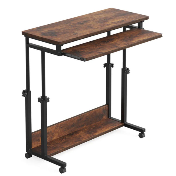 English Elm Office Rolling Desk Height Adjustable Standing Workstation with Keyboard Tray Small Spaces T3971P448243