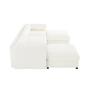 English Elm Elegant White Chenille Sofa With Hidden Storage, Ergonomic Support & Modular Design For Versatile Comfort W714S01039