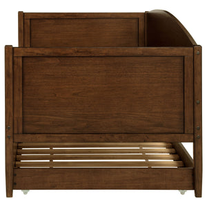 English Elm Fallbrook Twin Daybed with Trundle in Medium Walnut — Elegant, Durable Rubberwood Frame for Cozy Spaces B062S01295