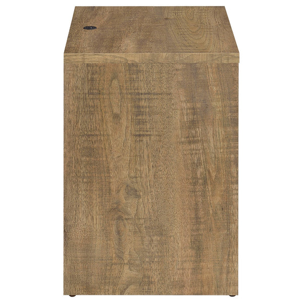 English Elm Geary Mango 2-Drawer Nightstand with LED Light, Dual Outlet, USB-A & USB-C Charging Ports, Compact Wood-Grain Storage B062P375561