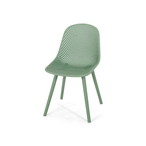 English Elm Christopher Knight Home® - POSEY Chair - Weather-Resistant Polypropylene Outdoor Dining Chair with Perforated Diamond Mesh Design for Durable Style Green 27.5 L x 21.5 W x 20.2 H 69067.00GRN