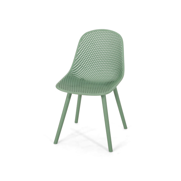 English Elm Christopher Knight Home® - POSEY Chair - Weather-Resistant Polypropylene Outdoor Dining Chair with Perforated Diamond Mesh Design for Durable Style Green 27.5 L x 21.5 W x 20.2 H 69067.00GRN