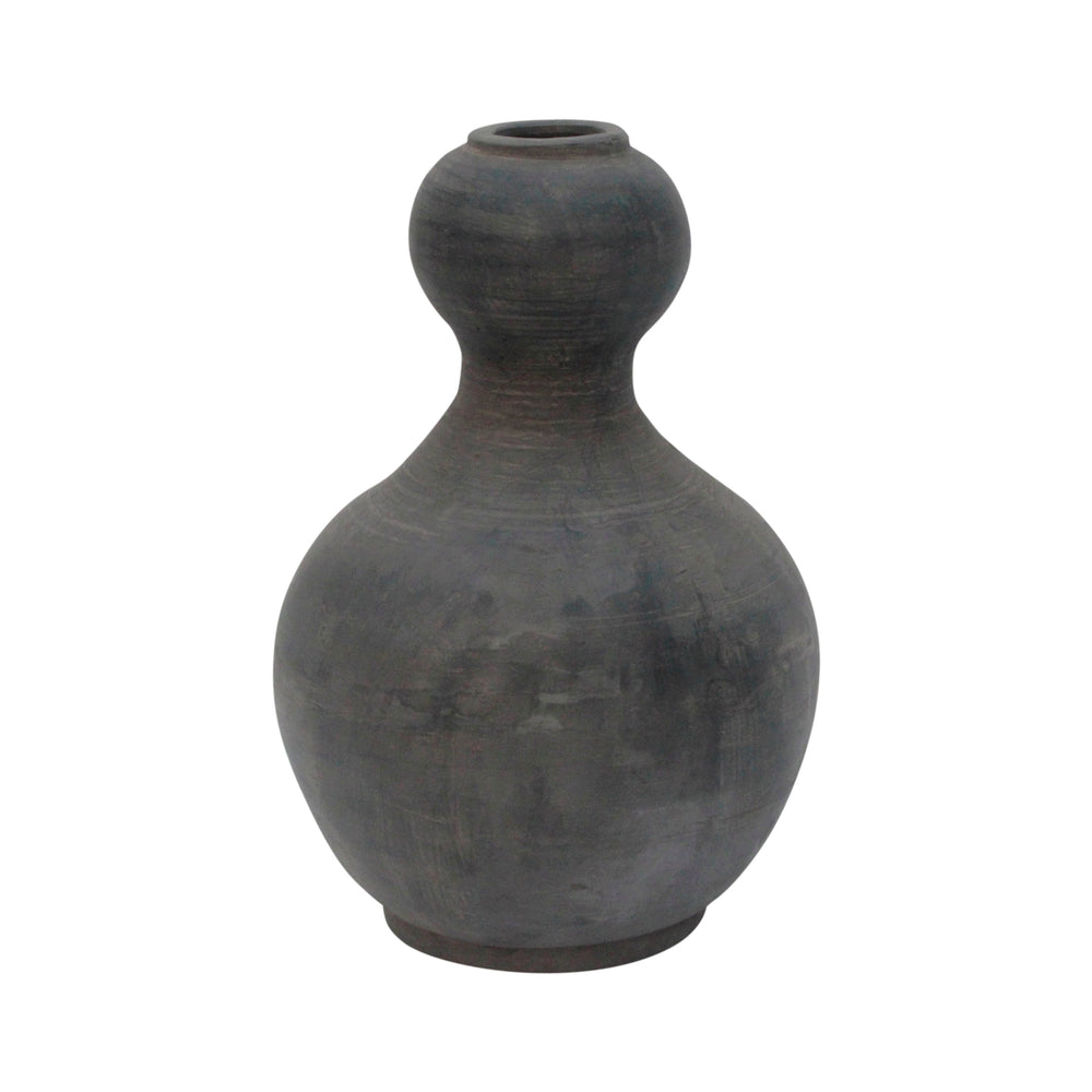 Lilys 12" Earthy Gray Pottery Gourd-Shaped Vase 8064-1