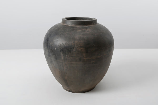 Lilys 13" Earthy Gray Pottery Pot Apple-Shape Large 8064-8