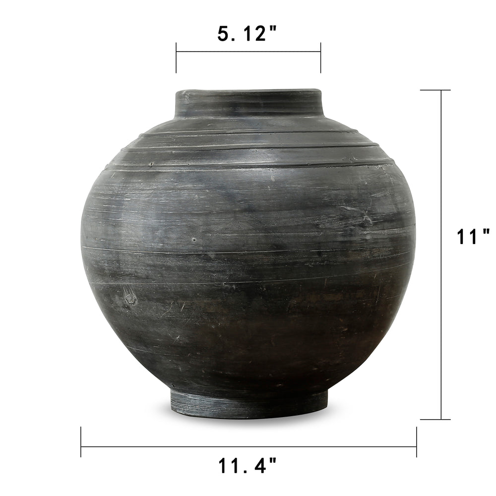 Lilys Approx 11" Earthy Gray Round Vase With Three Lines 8064-21