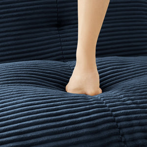 English Elm 117" Modern U-Shaped Modular Sofa In Plush Corduroy With Movable Ottoman & Tufted Design, Blue W714S01496