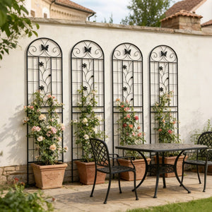 English Elm 4 Pack Powder-coated Metal Garden Trellis Panels Rustproof Climbing Plant Support Outdoor W1586P268028