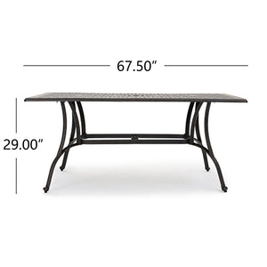 English Elm Christopher Knight Home® - Outdoor Cast Aluminum Rectangular Dining Table - Elegant Bronze Finish For Timeless Outdoor Dining N768P348383B