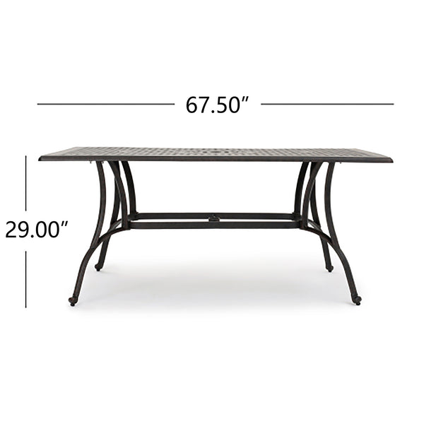 English Elm Christopher Knight Home® - Outdoor Cast Aluminum Rectangular Dining Table - Elegant Bronze Finish For Timeless Outdoor Dining N768P348383B