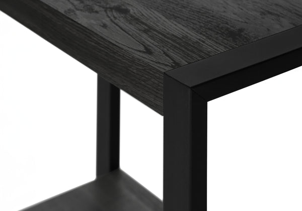 English Elm Accent C-Shaped Side Table with Reclaimed Wood-Look Top and Sleek Metal Frame for Small Spaces Black 28 L x 15 W x 9 H B2710P219149