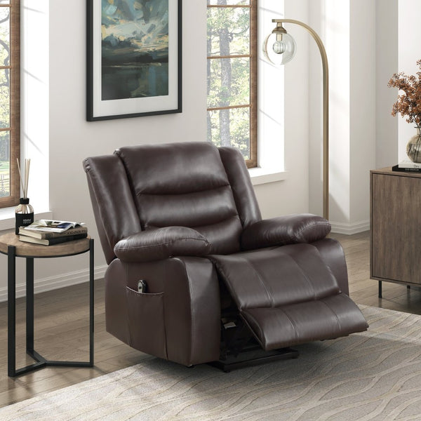 English Elm Modern Power Lift Recliner Chair Faux Leather Upholstery Standing Assist Living Room Dark Brown B011P202514