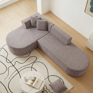English Elm L-shaped Corduroy Sectional with Movable Ottoman Deep Foam Seats for Living Room W3670S00008