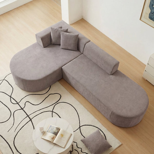 English Elm L-shaped Corduroy Sectional with Movable Ottoman Deep Foam Seats for Living Room W3670S00008